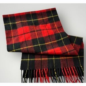 Christian Dior Monsieur Mens Red Plaid Oblong Fringe Winter Scarf